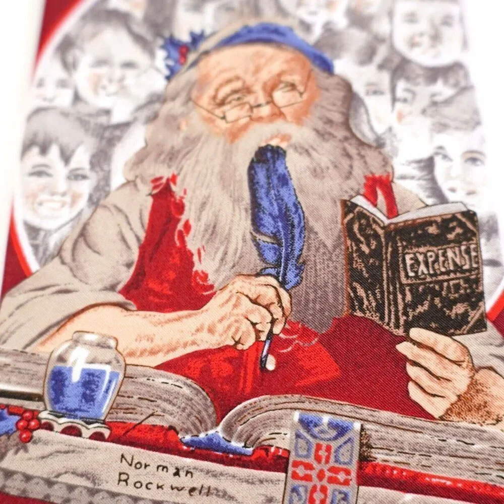 Norman Rockwell Red Christmas Santa‎ Polyester Tie 
